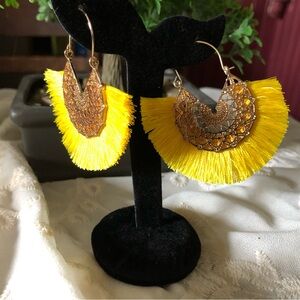 Golden and Bright yellow Tassel earrings
